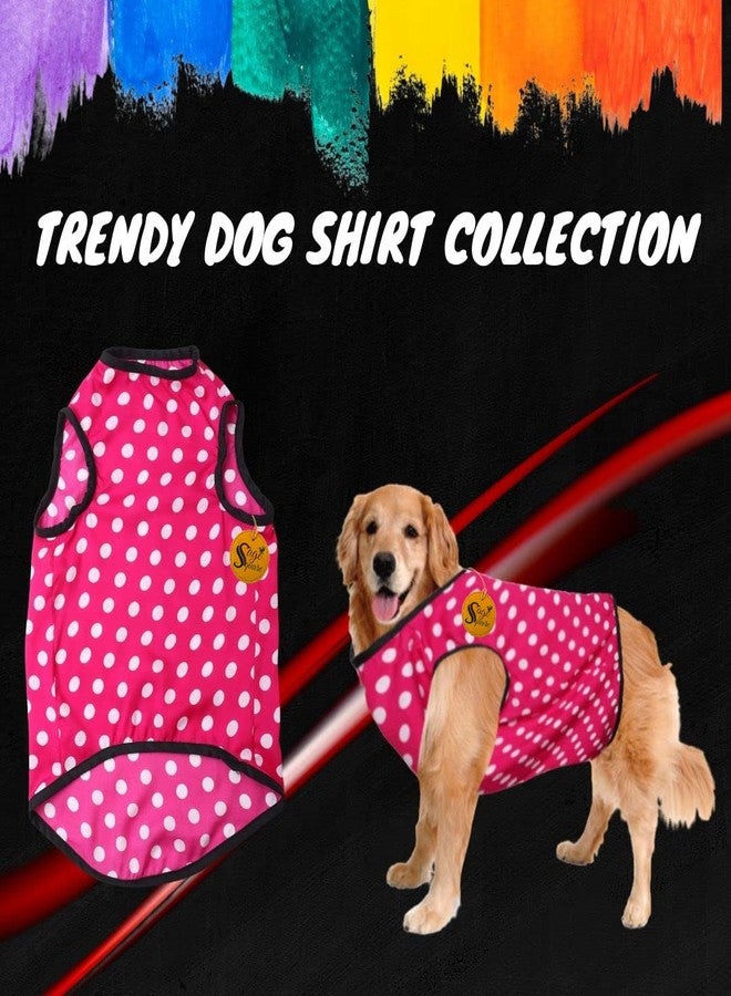 Sage Square Funky Soft Material Dog T-Shirt | Cool/Funky Print Pet | Soft Light Weight | Comfortable & Breathable Dog Clothing | Trendy Vest Outfit (XSmall - 12 inch) (Polka Pink) - Image 2